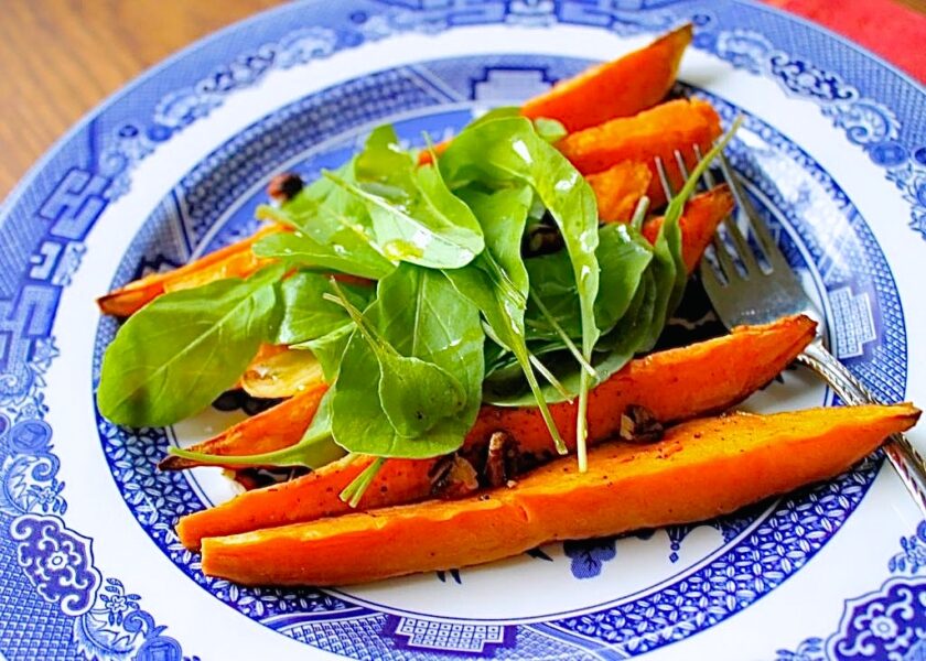Roasted Sweet Potatoes with Pecans and Arugula -SAVOIR FAIRE by enrilemoine