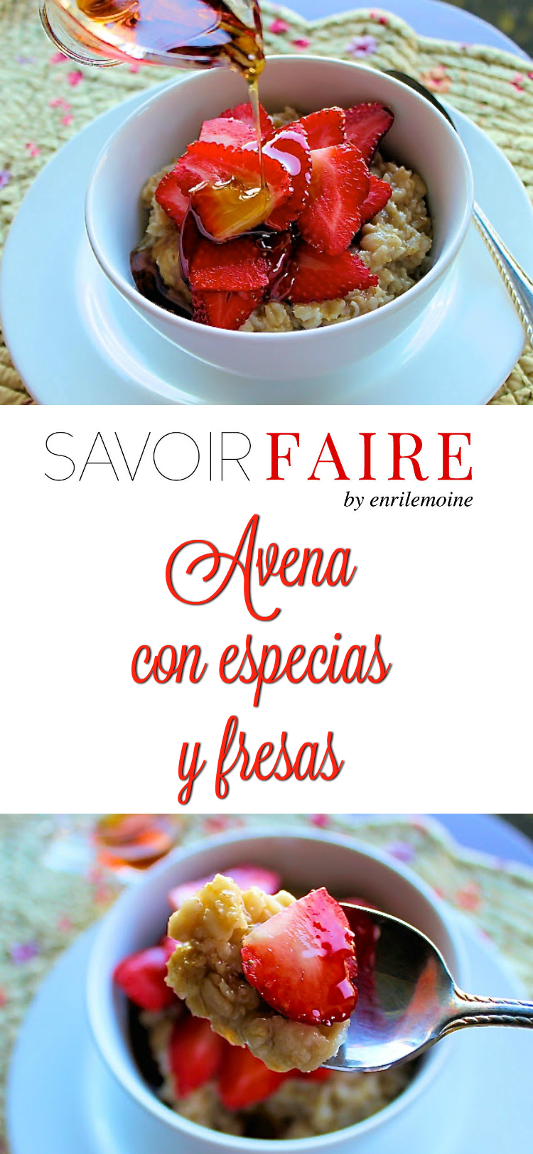 Esta receta de avena con especias y fresas es un desayuno perfecto para comenzar bien el día. Además es balanceado y muy fácil de preparar y hasta lo puedes dejar listo desde la noche anterior para ahorrar tiempo en las mañanas.