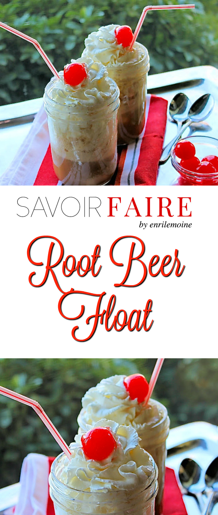 Si te gusta el sabor a regaliz o a licorice, entonces te va a encantar este rrot beer float. Se prepara con dos ingredientes: helado de vainilla y soda con sabor a root beer. Para hacerla aún más divertida le pongo crema batida y una cereza marrasquino. A los niños les encanta.