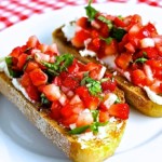 Chèvre, Strawberry and Basil Bruschetta