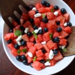 ensalada de sandía con arándanos