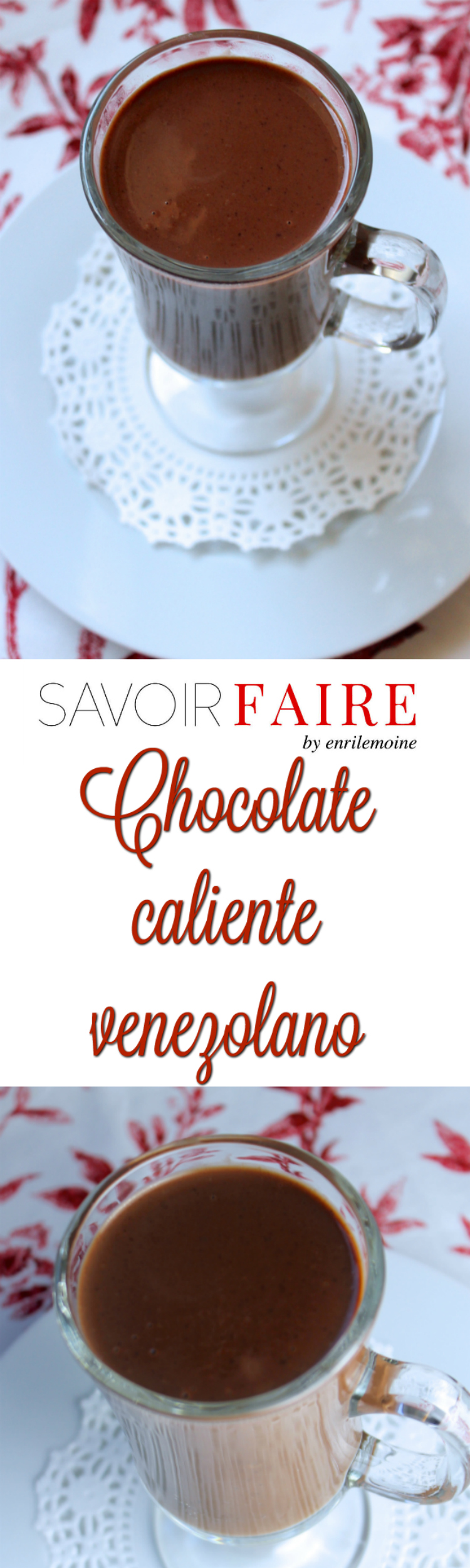 Este es la mejor receta de chocolate caliente que te puedas imaginar. Se trata del clásico chocolate caliente a la manera de Caracas. Muy parecido al chocolate caliente que se toma en España. Se hace con chocolate semi-dulce y se espesa con maicena. Haz clic para ver la receta paso a paso.