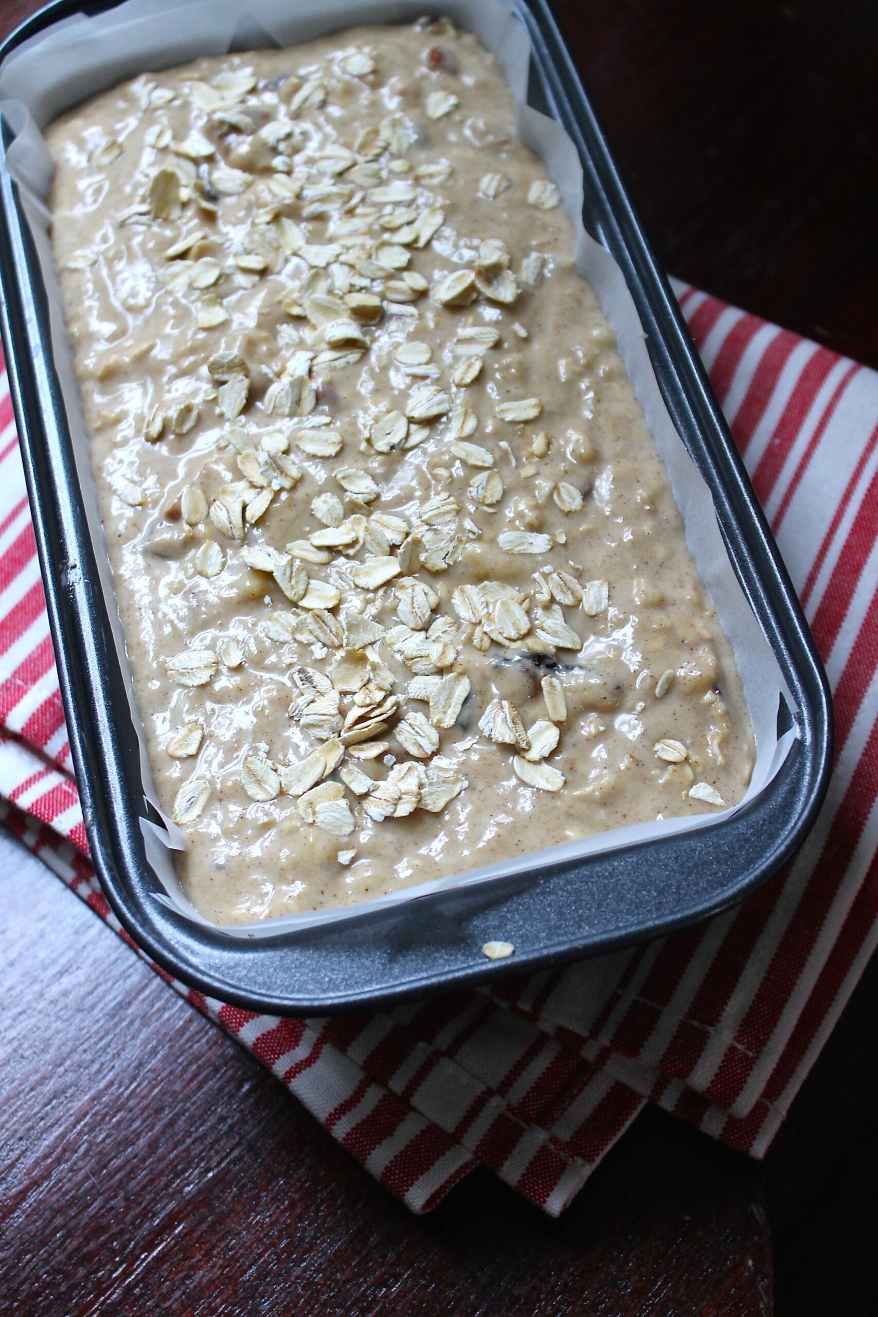 pan de cambur y avena antes de entrar al horno