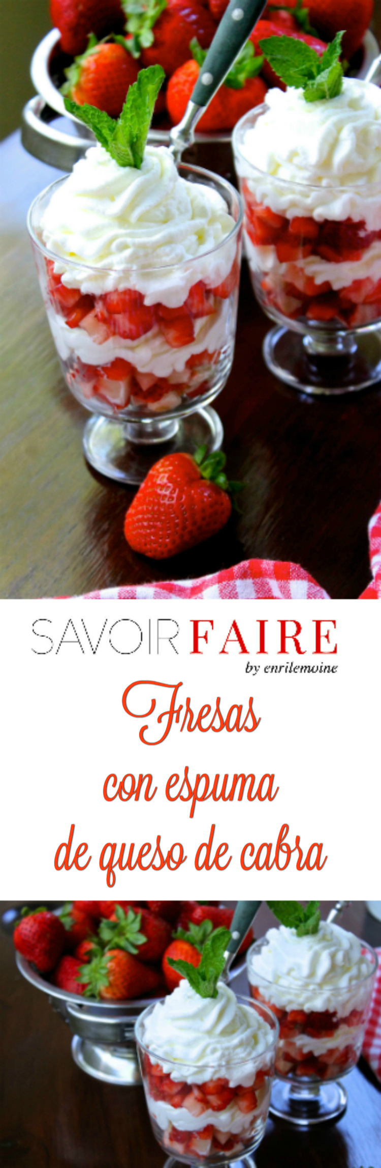Si te gustan las fresas con crema entonces esta receta de fresas con espuma de queso de cabra es para ti. Haz clic para ver la receta de esta delicia. #Ad #FollowTheFresh #IC