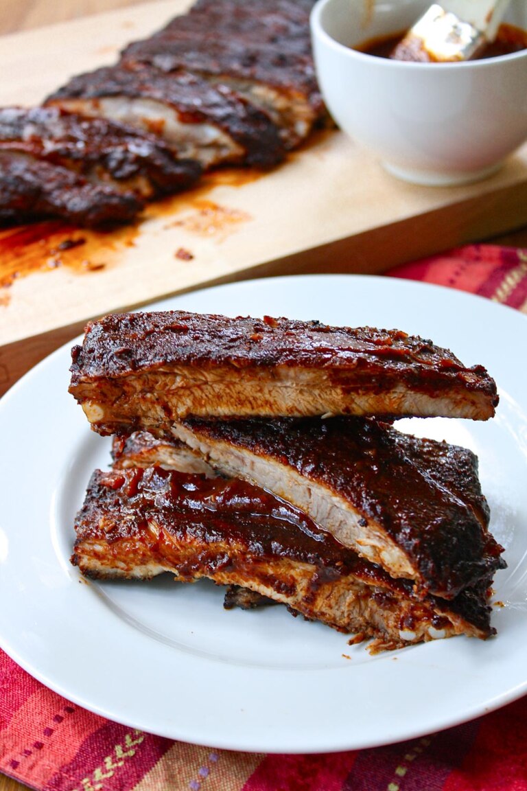 costillitas de cerdo con salsa de ron y mostaza