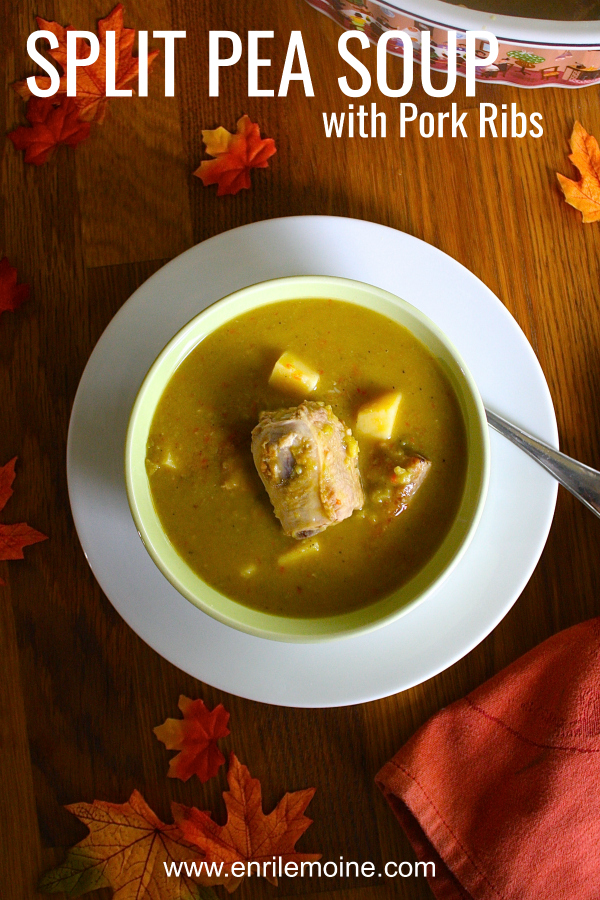 This comforting split pea soup with pork ribs is a complete meal, perfect for the fall and winter seasons. I made it to celebrate Hispanic Heritage Month. Inspired by my grandma's cooking, it has the traditional Venezuelan sofrito. Click for the recipe and video. #Ad #PorkEsSabor #enrilemoine #splitpeasoup #porkribs #fallrecipe #winterrecipe #