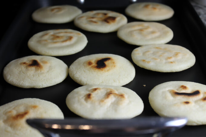 Our new Budare is perfect for Arepas. The natural finish allows