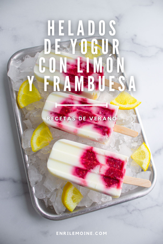 helados de yogur con limon y frambuesa
