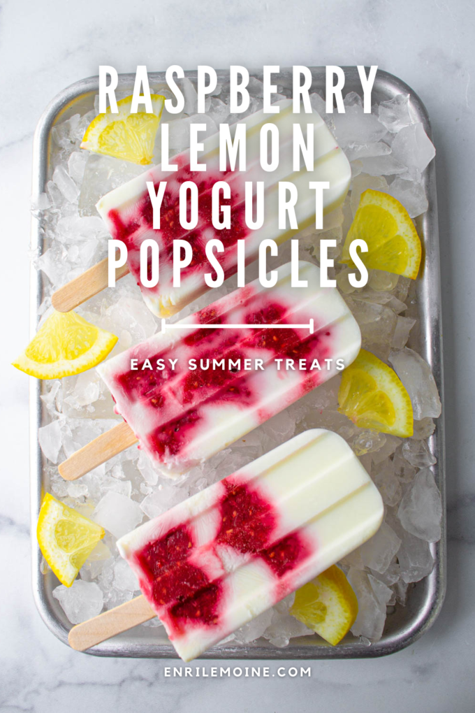 Raspberry lemon yogurt popsicles, by enrilemoine.