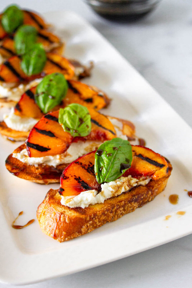 Delicious Grilled Peach & Chèvre Bruschetta: Perfect Summer Appetizer