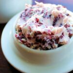 A butter dish with compound cranberry butter, by enrilemoine.