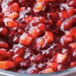 Fresh Cranberry and Pineapple Sauce in a glass bowl.