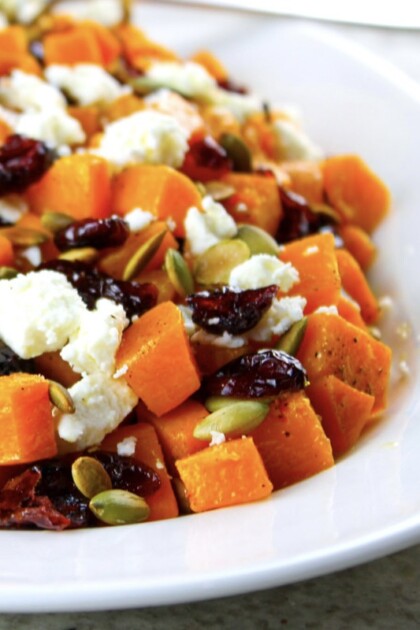 Butternut Squash salad with cranberries and feta.