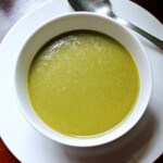 A bowl of spinach soup.