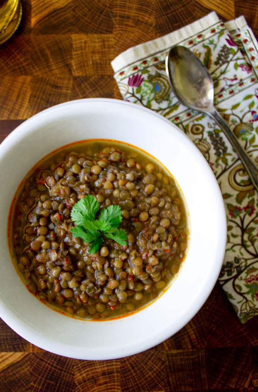 Venezuelan Lentil Soup with cilantro