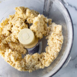 Dough mixture in a food processor.